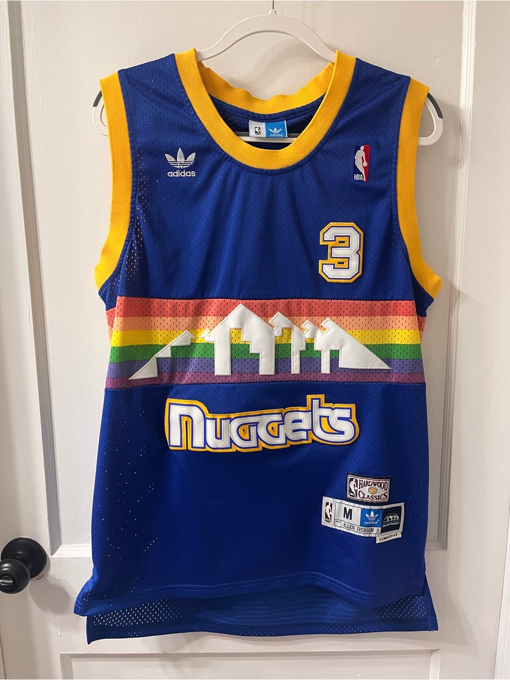 adidas Blue & Yellow Denver Nuggets Rainbow Throwback Jersey
